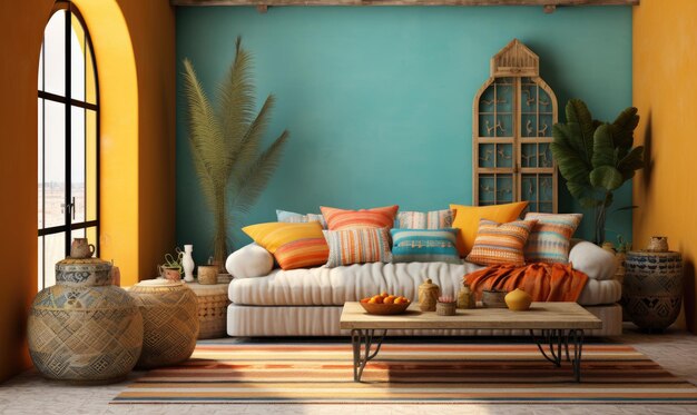 آبی فیروزه ای و پرتقالی
